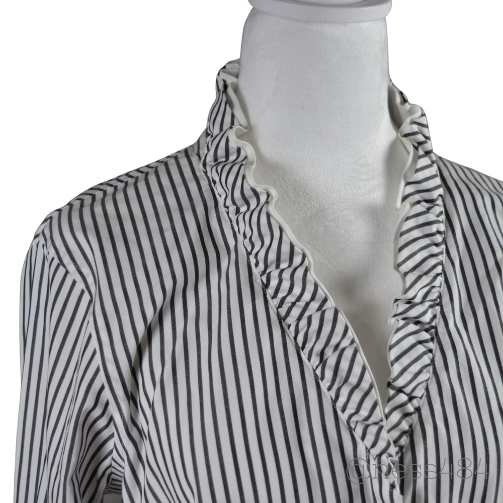 Brooks Brothers Womens Striped Ruffle Collar Button Up Shirt Size 10 - Picture 3 of 5